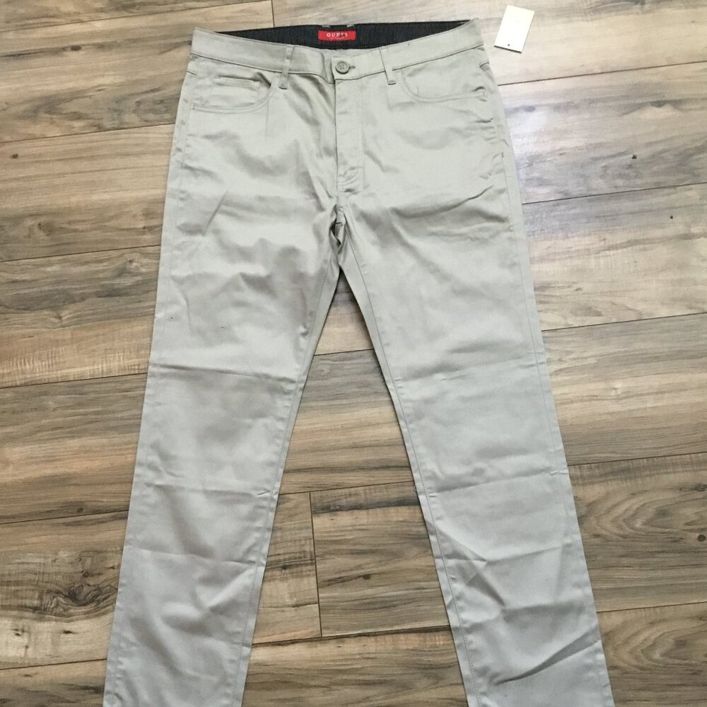 GUESS Men's Khaki Pants Slim Fit Chinos Stretchy Mid Rise Skinny Beige 32X32